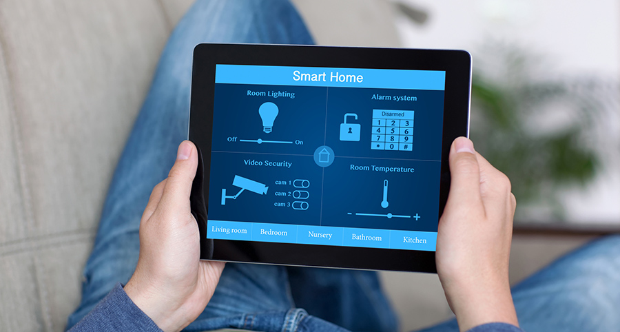 The ability to access and control security components from a mobile device is one of the top smart home trends in Wichita Falls. Close-up of smart home security app.